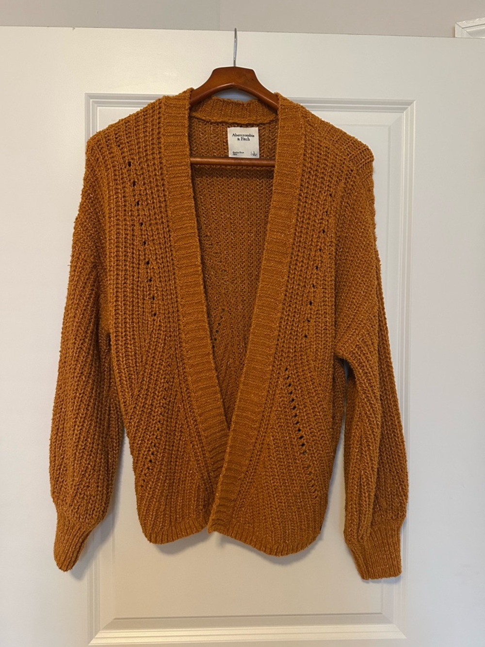 Abercrombie & Fitch Open-Front Knit Cardigan - Rusty Orange